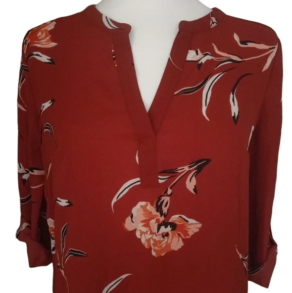Anthropologie‎ Daniel Rainn Koda Split Neck Floral Boho Blouse Size  Petite XS - Picture 3 of 6
